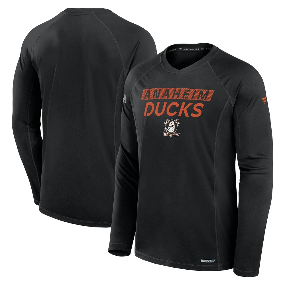 Men's Fanatics Black Anaheim Ducks Authentic Pro Rink Tech Long Sleeve T-Shirt