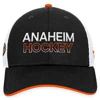 Casquette réglable noire Anaheim Ducks Authentic Pro Rink Trucker Fanatics pour hommes