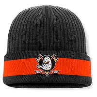 Bonnet en tricot à revers Fanatics Black Anaheim Ducks Blueliner pour homme