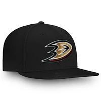 Casquette Snapback Fanatics noire pour homme avec emblème de l'équipe Anaheim Ducks