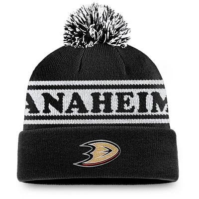 Bonnet en tricot à revers avec pompon Fanatics Black Anaheim Ducks Vintage Sport Resort pour homme