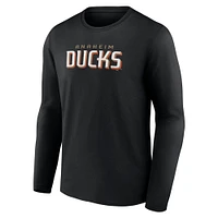 T-shirt noir à manches longues avec logo Fanatics Anaheim Ducks pour hommes