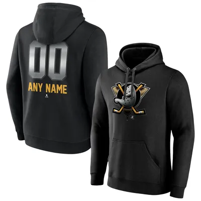 Anaheim Ducks Fanatics Branded Personalized Midnight Mascot Logo Pullover Hoodie - Black