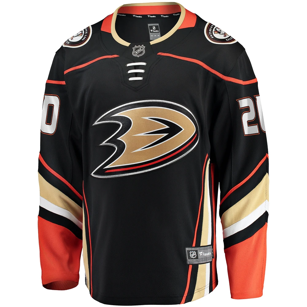 Maillot de joueur Breakaway Premier Fanatics pour hommes Brett Leason, noir, Anaheim Ducks