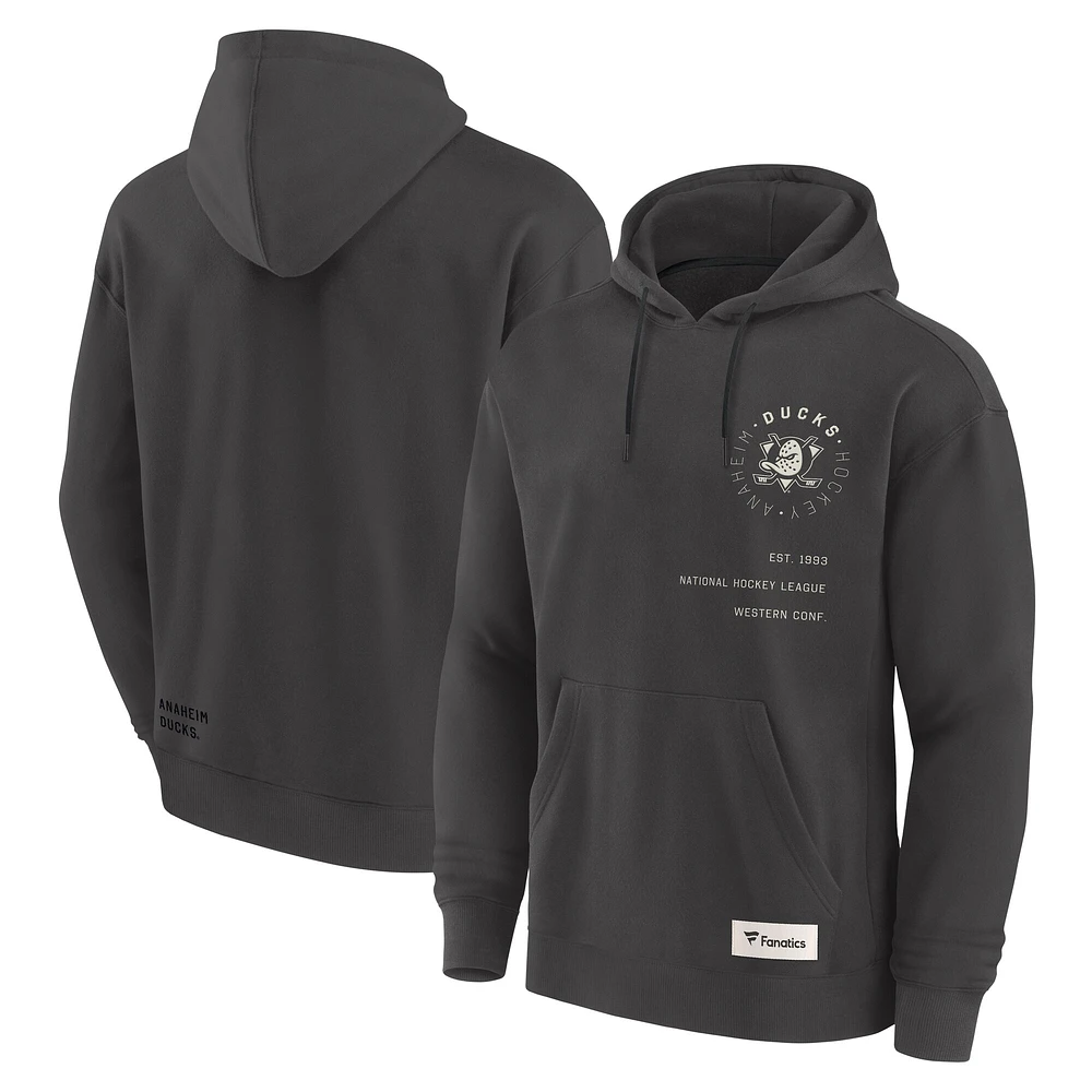 Men's Fanatics Charcoal Anaheim Ducks Future Ground Info Pullover Hoodie