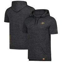 Men's Fanatics  Heather Charcoal Anaheim Ducks Authentic Pro Short Sleeve Pullover Hoodie