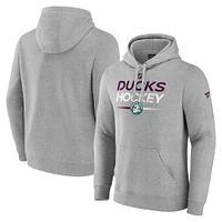 Sweat à capuche authentique Pro Alternate Wordmark pour hommes Fanatics Heather Grey Anaheim Ducks