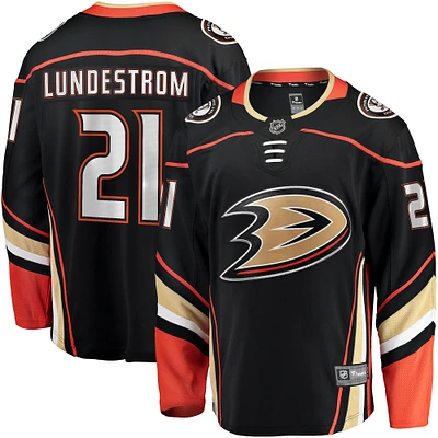 Maillot d'évasion à domicile Fanatics Isac Lundestrom noir pour hommes des Ducks d'Anaheim