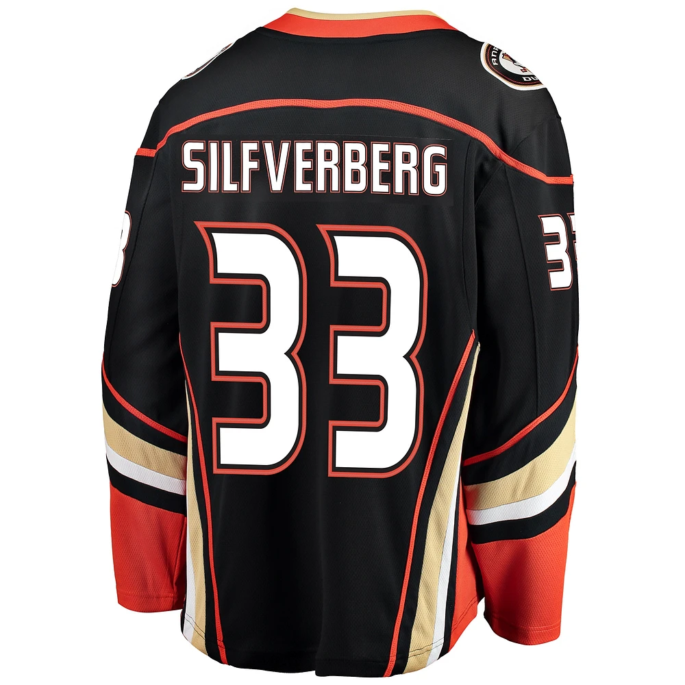 Maillot de joueur échappé des Ducks d'Anaheim Jakob Silfverberg Fanatics pour hommes, noir