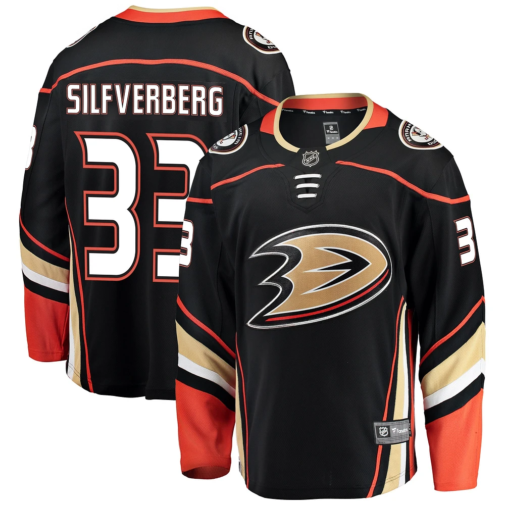 Maillot de joueur échappé des Ducks d'Anaheim Jakob Silfverberg Fanatics pour hommes, noir