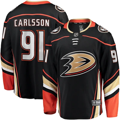 Maillot de joueur échappé à domicile Fanatics Leo Carlsson noir des Ducks d'Anaheim pour hommes