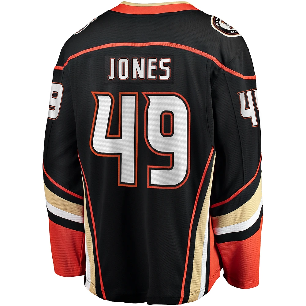 Maillot Breakaway à domicile Fanatics Max Jones des Ducks d'Anaheim noir pour hommes