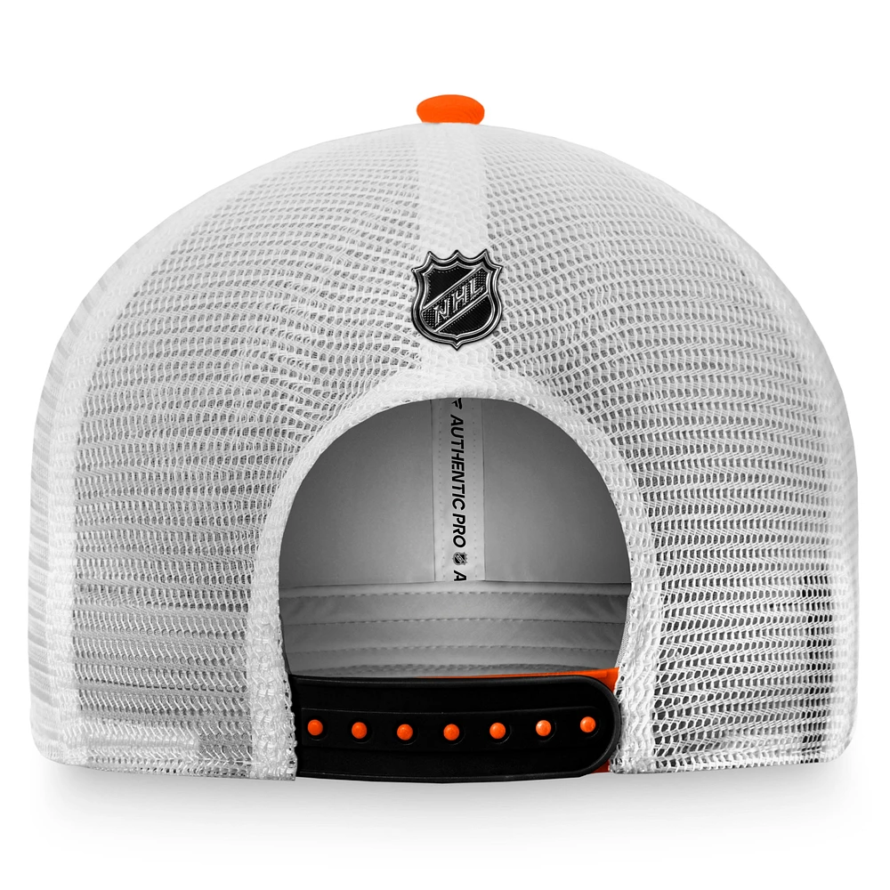 Casquette Snapback Authentic Pro Rink Trucker Orange/Blanc Fanatics pour hommes