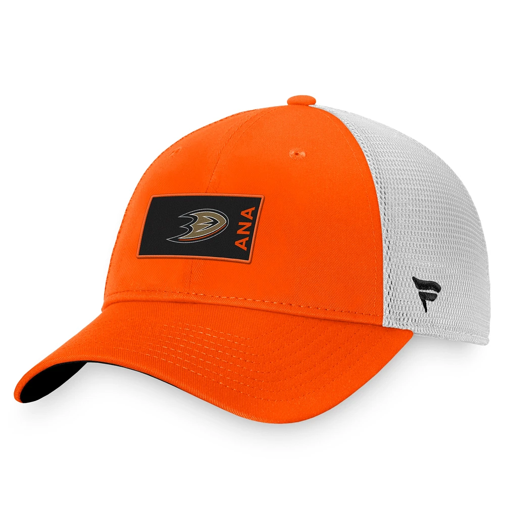 Casquette Snapback Authentic Pro Rink Trucker Orange/Blanc Fanatics pour hommes