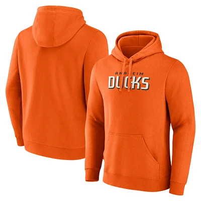 Sweat à capuche orange avec logo en molleton Fanatics Anaheim Ducks pour hommes