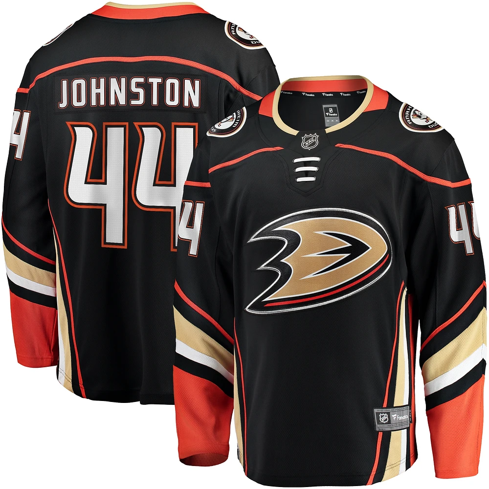 Fanatics pour hommes Ross Johnston noir Anaheim Ducks Home Premier Breakaway Player - Maillot