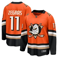 Maillot de joueur à domicile Premier Breakaway Orange Anaheim Ducks Trevor Zegras Fanatics pour hommes