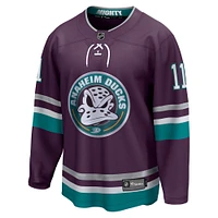 Maillot Premier Breakaway du 30e anniversaire des Ducks d'Anaheim violet Fanatics Trevor Zegras pour hommes