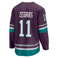 Maillot Premier Breakaway du 30e anniversaire des Ducks d'Anaheim violet Fanatics Trevor Zegras pour hommes