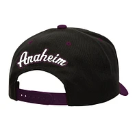 Men's Mitchell & Ness Black/Purple Anaheim Ducks Backside Script Two-Tone Pro Crown Adjustable Hat