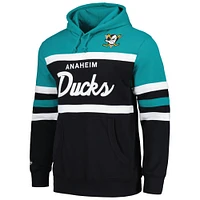 Sweat à capuche Mitchell & Ness pour hommes, noir/bleu sarcelle, entraîneur-chef des Ducks d'Anaheim