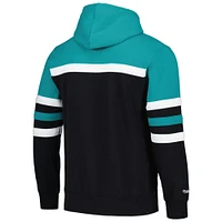 Sweat à capuche Mitchell & Ness pour hommes, noir/bleu sarcelle, entraîneur-chef des Ducks d'Anaheim