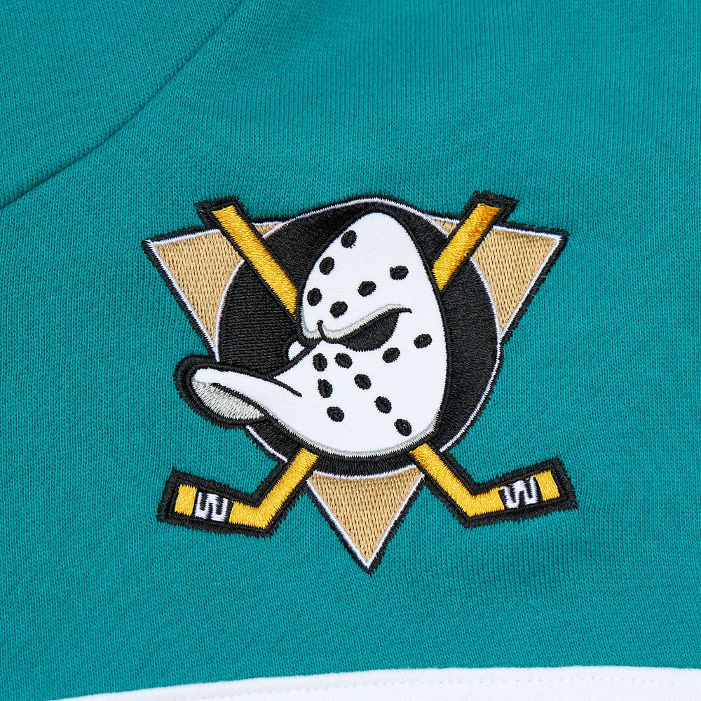 Sweat à capuche Mitchell & Ness pour hommes, noir/bleu sarcelle, entraîneur-chef des Ducks d'Anaheim