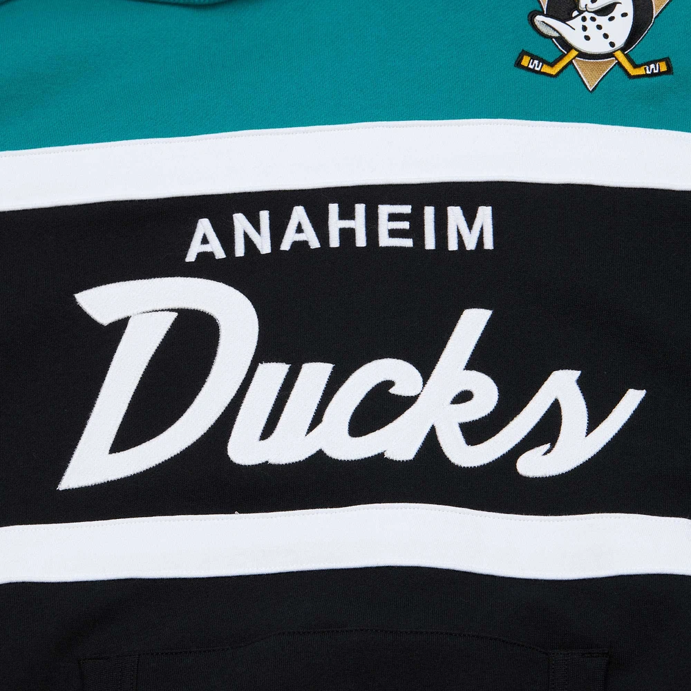 Sweat à capuche Mitchell & Ness pour hommes, noir/bleu sarcelle, entraîneur-chef des Ducks d'Anaheim