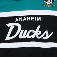 Sweat à capuche Mitchell & Ness pour hommes, noir/bleu sarcelle, entraîneur-chef des Ducks d'Anaheim