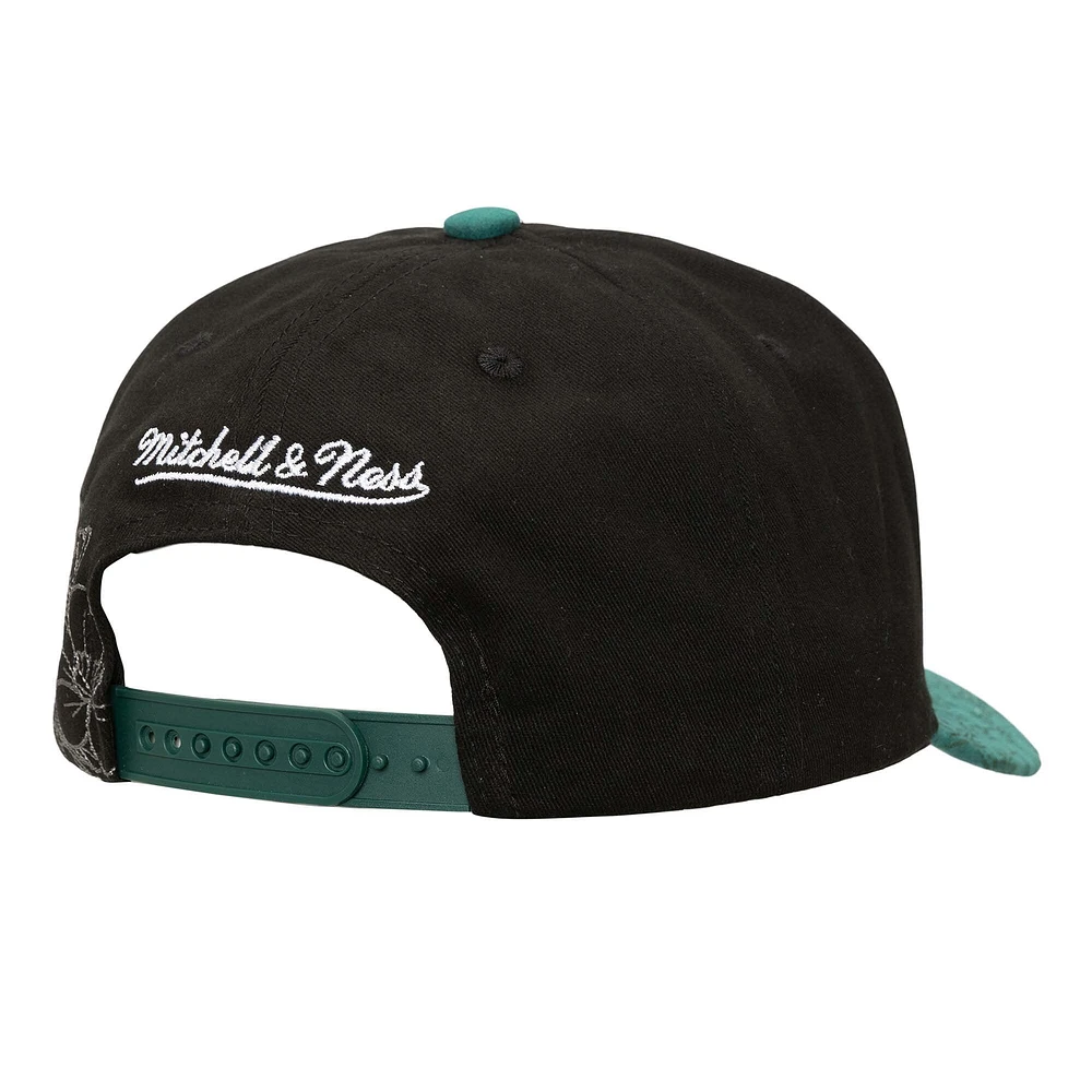 Men's Mitchell & Ness Black Anaheim Ducks May Flowers Pro Crown Snapback Hat