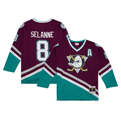 Men's Mitchell & Ness Teemu Selanne Purple Anaheim Ducks  1996/97 Blue Line Player Jersey