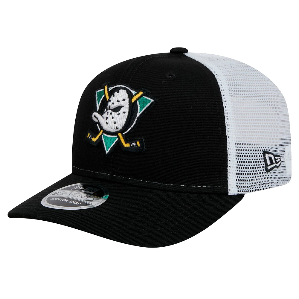 Men's New Era Black Anaheim Ducks Core Trucker 9SEVENTY Stretch-Snap Hat