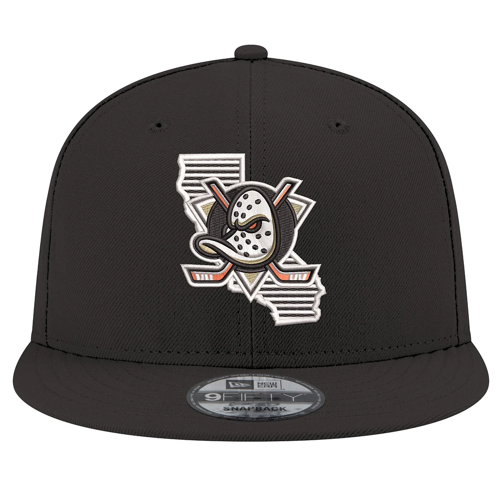 Men's New Era Black Anaheim Ducks State Pride 9FIFTY Snapback Hat