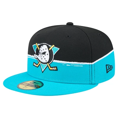 Casquette ajustée New Era 59FIFTY Teal/Black Anaheim Ducks Vintage Color Dip pour homme