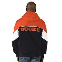 Men's Starter  Black/Orange Anaheim Ducks Power Forward Full-Zip Hoodie