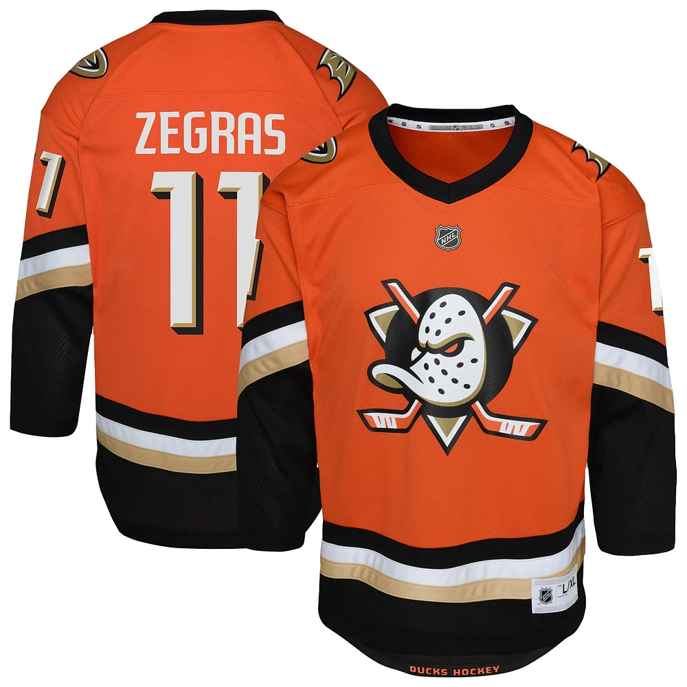 Maillot de joueur réplique orange des Ducks d'Anaheim de Trevor Zegras pour enfants d'âge préscolaire