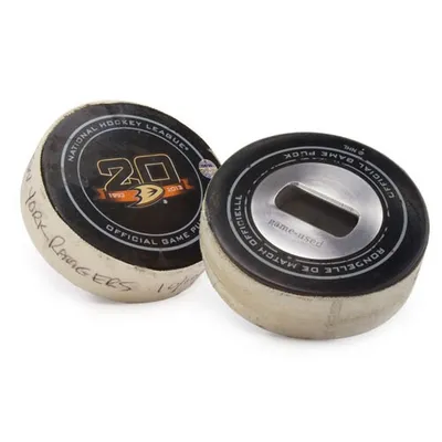 Anaheim Ducks Tokens and Icons 20th Season Game-Used Puck Bottle Opener