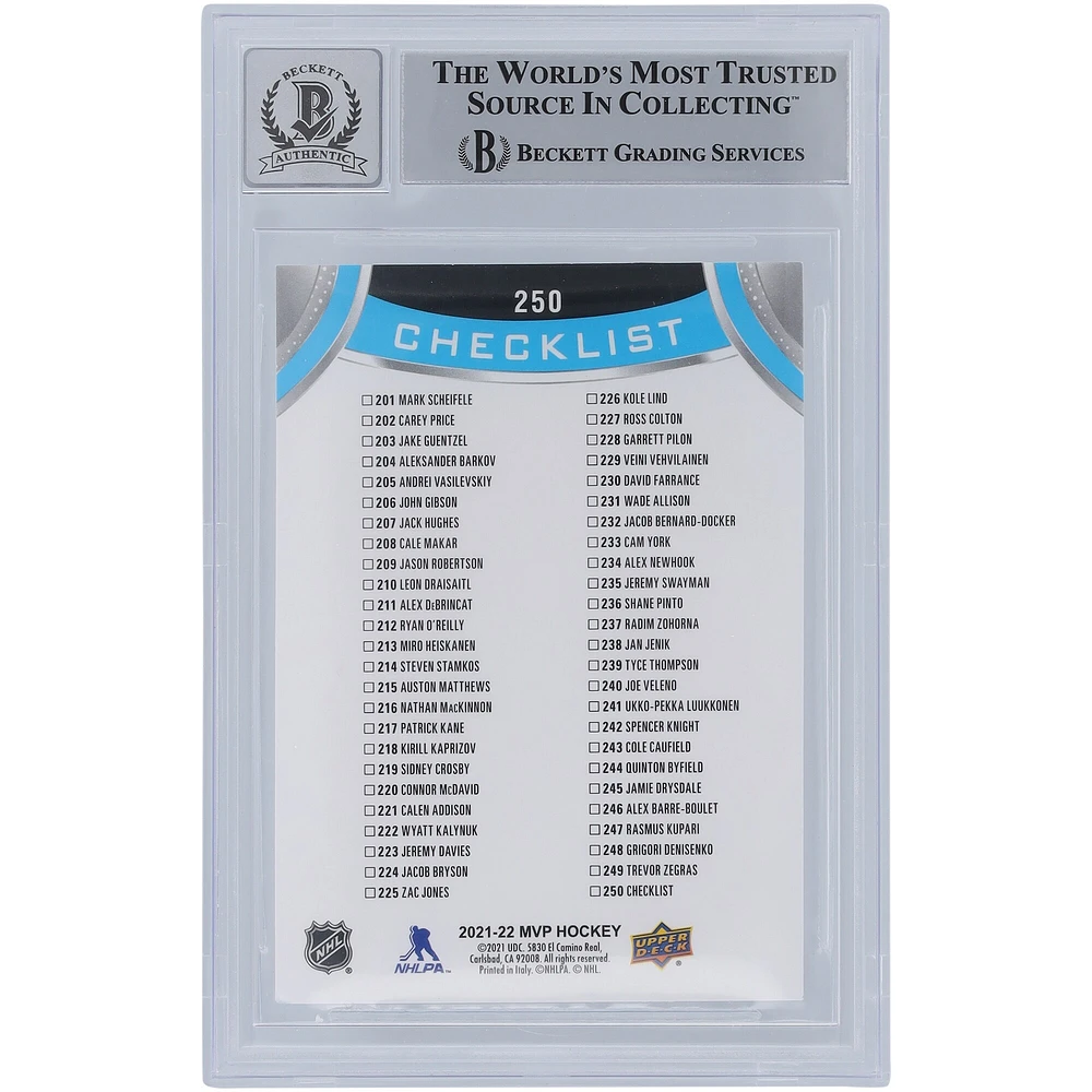 Trevor Zegras Anaheim Ducks Autographed 2021-22 Upper Deck MVP #250 Beckett Fanatics Witnessed Authenticated 10 Rookie Card with "2019 #9 Pick" Inscription