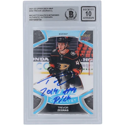 Trevor Zegras Anaheim Ducks Autographed 2021-22 Upper Deck MVP #250 Beckett Fanatics Witnessed Authenticated 10 Rookie Card with "2019 #9 Pick" Inscription