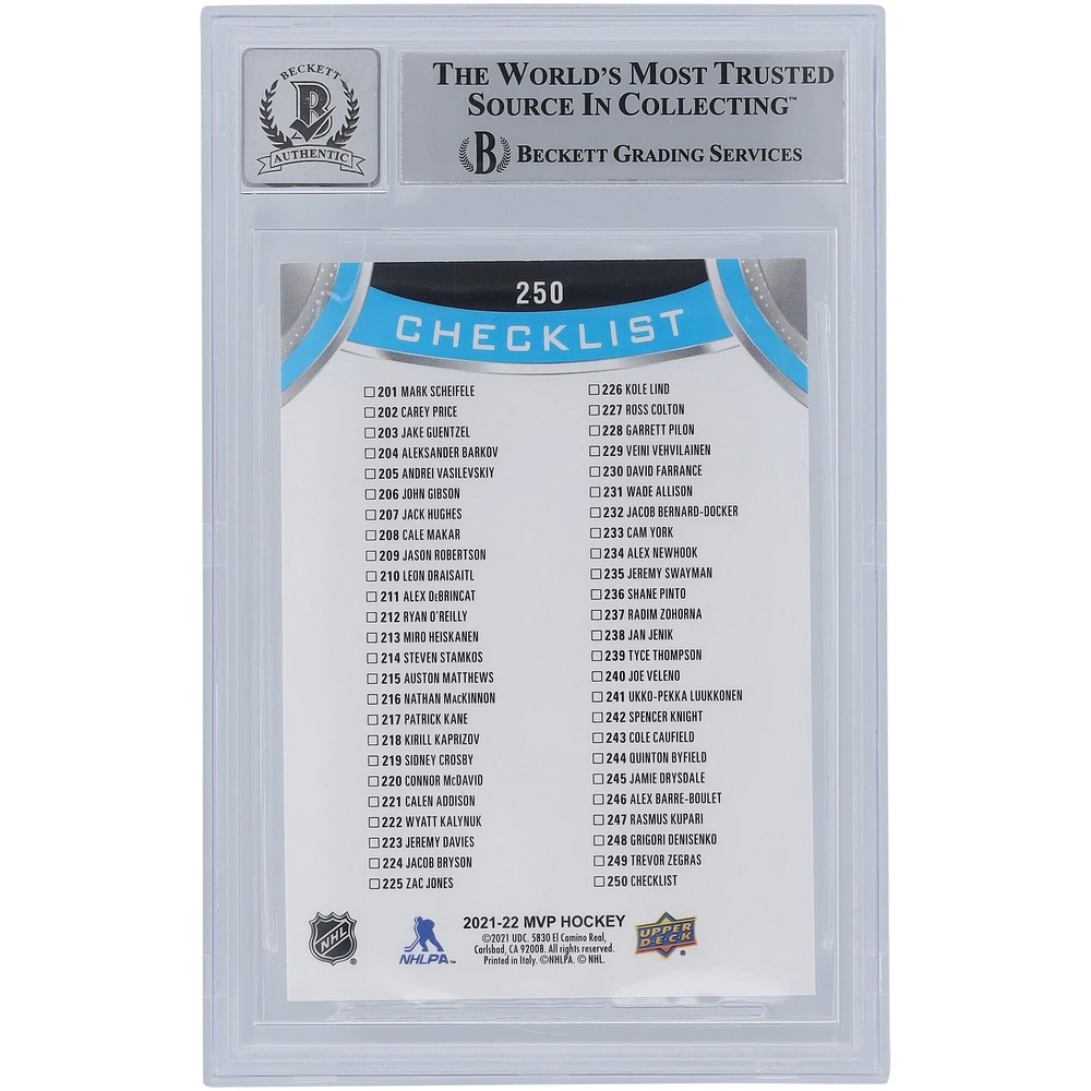 Carte de recrue 10 authentifiée signée Trevor Zegras des Ducks d'Anaheim, MVP Upper Deck 2021-22 #250 de Beckett Fanatics