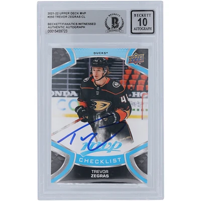 Carte de recrue 10 authentifiée signée Trevor Zegras des Ducks d'Anaheim, MVP Upper Deck 2021-22 #250 de Beckett Fanatics