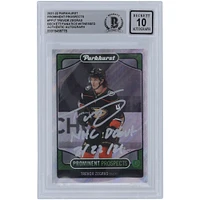 Trevor Zegras Anaheim Ducks Autographed 2021-22 Upper Deck Parkhurst Prominent Prospects #PP17 Beckett Fanatics Witnessed Authenticated 10 Rookie Card with "NHL Debut 2/22/21" Inscription