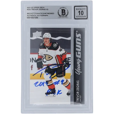 Trevor Zegras Anaheim Ducks Autographed 2021-22 Upper Deck Series 1 Young Guns #232 Beckett Fanatics Witnessed Authenticated 10 Rookie Card with "2019 #9 Pick" Inscription