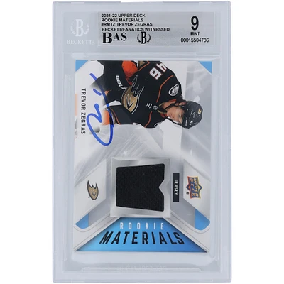Trevor Zegras Anaheim Ducks Autographed 2021-22 Upper Deck Series 2 Black Relic #RM-TZ Beckett Fanatics Witnessed Authenticated 9/10 Rookie Card