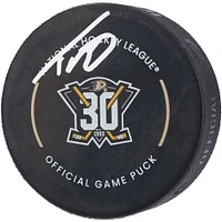 Trevor Zegras Anaheim Ducks Autographed 30th Anniversary Official Game Puck