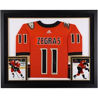 Maillot adidas authentique orange encadré de luxe autographié par Trevor Zegras des Anaheim Ducks