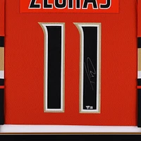 Maillot adidas authentique orange encadré de luxe autographié par Trevor Zegras des Anaheim Ducks