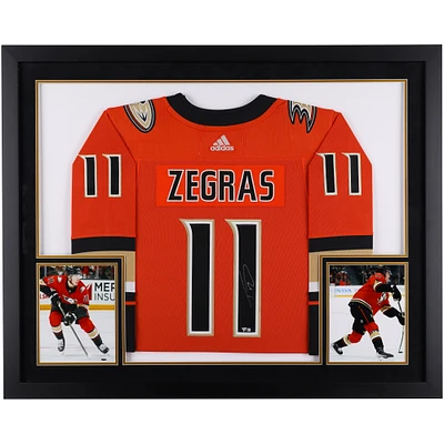 Maillot adidas authentique orange encadré de luxe autographié par Trevor Zegras des Anaheim Ducks