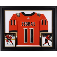 Maillot adidas authentique orange encadré de luxe autographié par Trevor Zegras des Anaheim Ducks