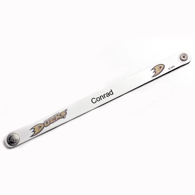 White Anaheim Ducks Personalized Leather Slim Bracelet